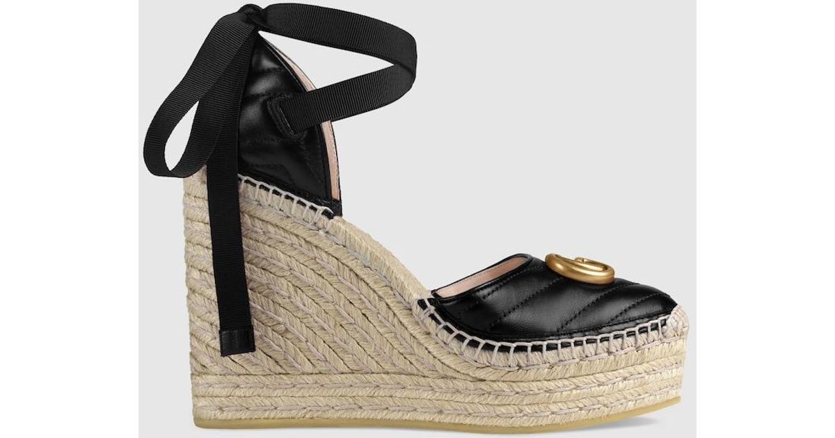 Gucci Palmyra Leather Wedges in Black Lyst