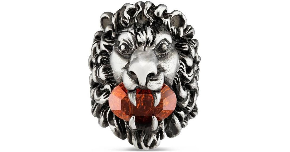 lion head ring with crystal