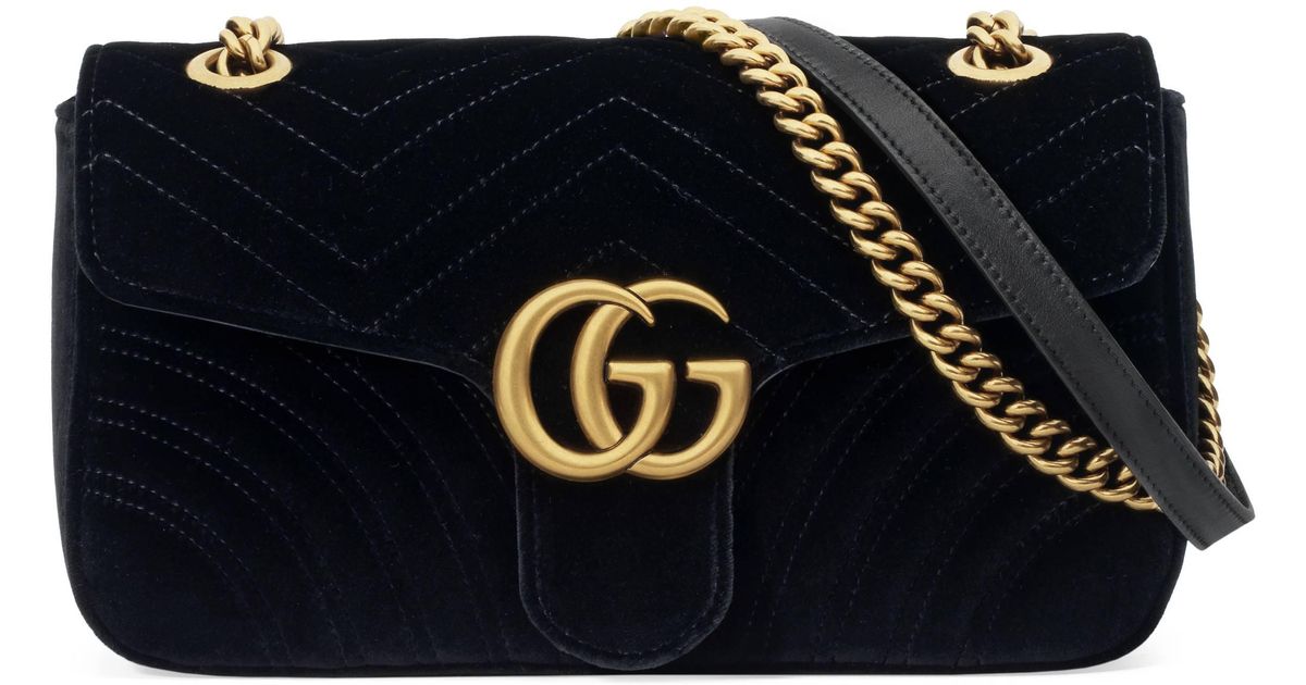 Gucci 'GG Marmont' Samt-Schultertasche in Schwarz | Lyst DE