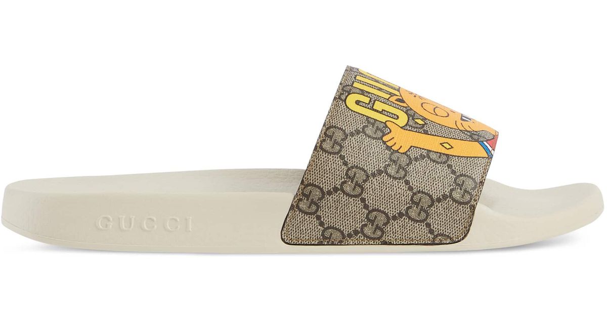 Gucci Cat Print Sandal in Natural for Men | Lyst