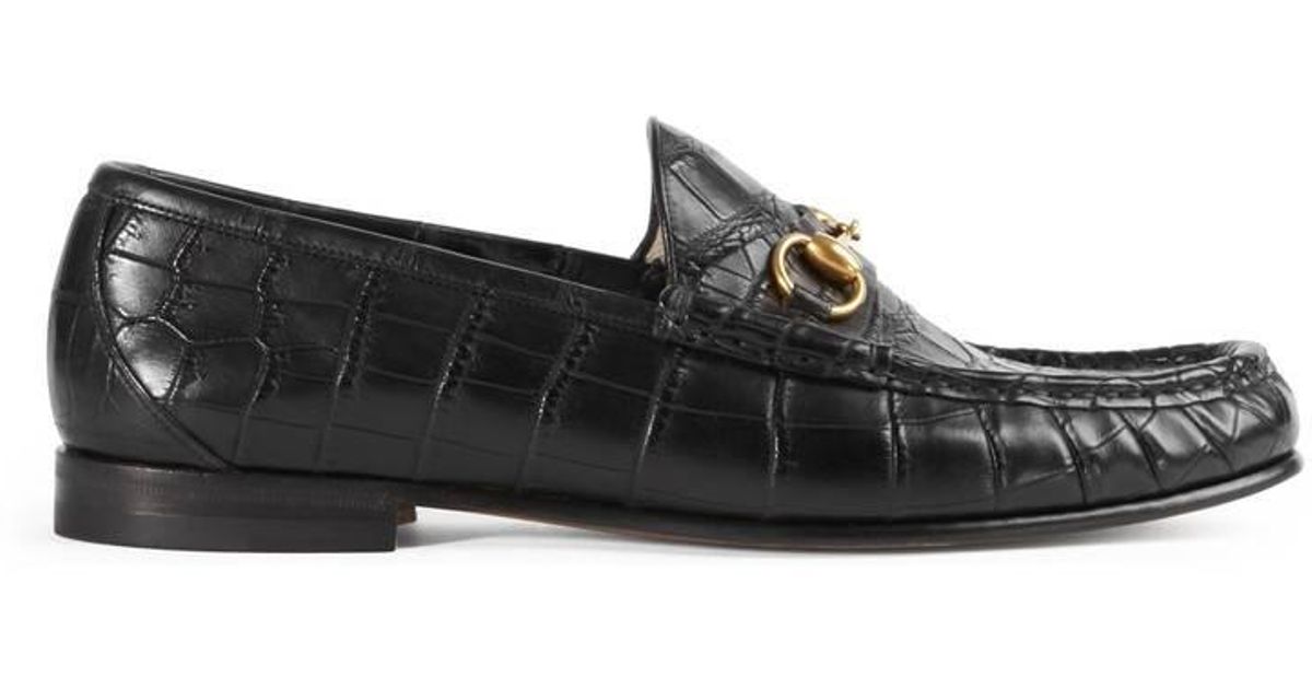Men's Gucci Jordaan crocodile loafer in black