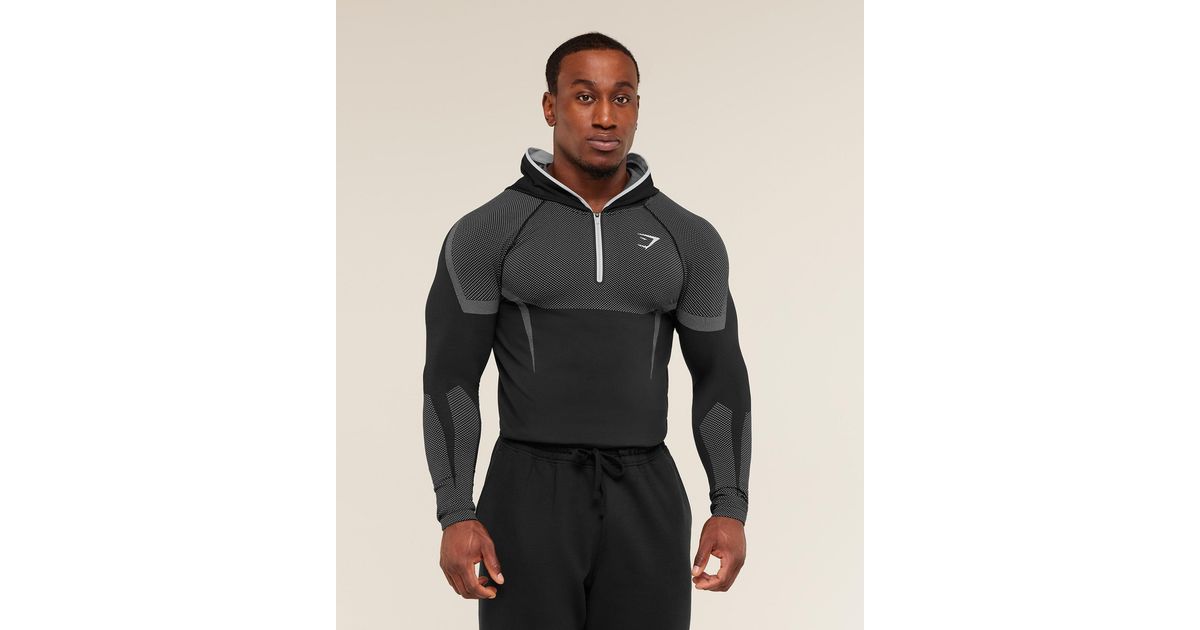 GYMSHARK Onyx 5.0 Seamless Hoodie in Black for Men | Lyst