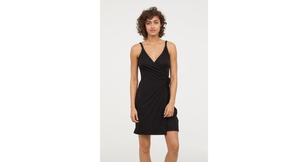 h&m wrap dress black