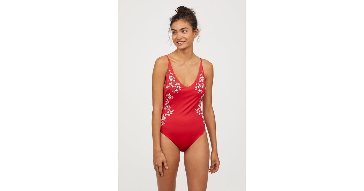 bright red swimsuit