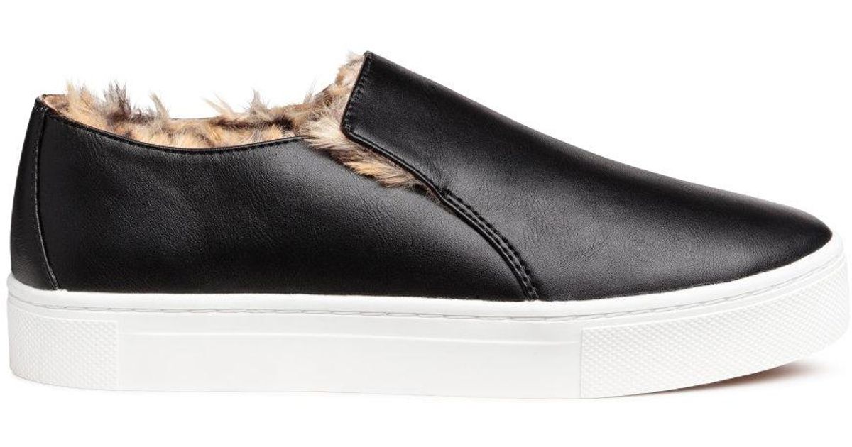 fur lined slip on trainers