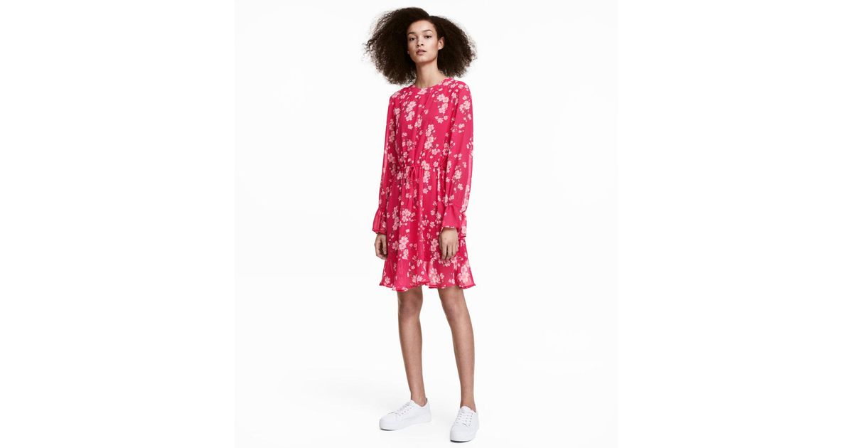 cerise pink chiffon dress