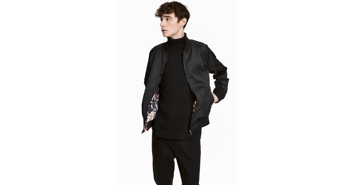 H&M Synthetic Reversible Bomber Jacket in Black/Floral (Black) for Men |  Lyst Australia