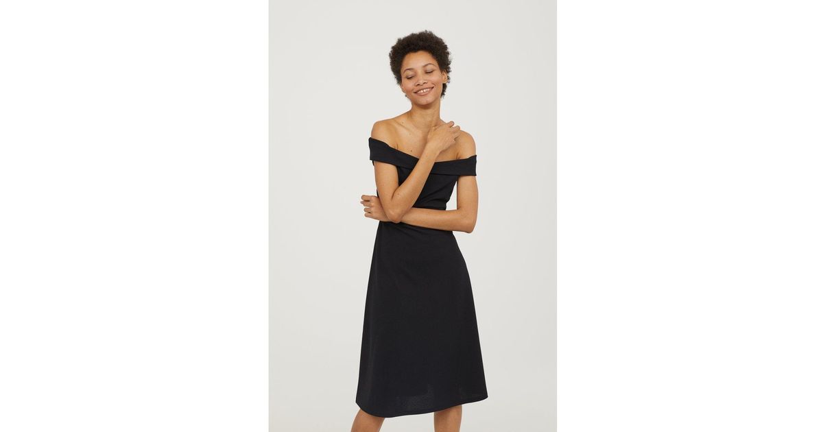 h&m black off shoulder dress