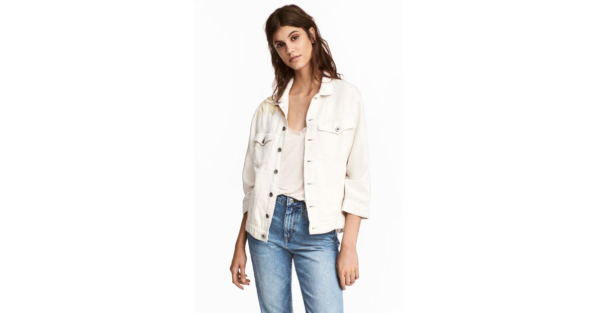 H\u0026M Lyocell Denim Jacket in White Denim 