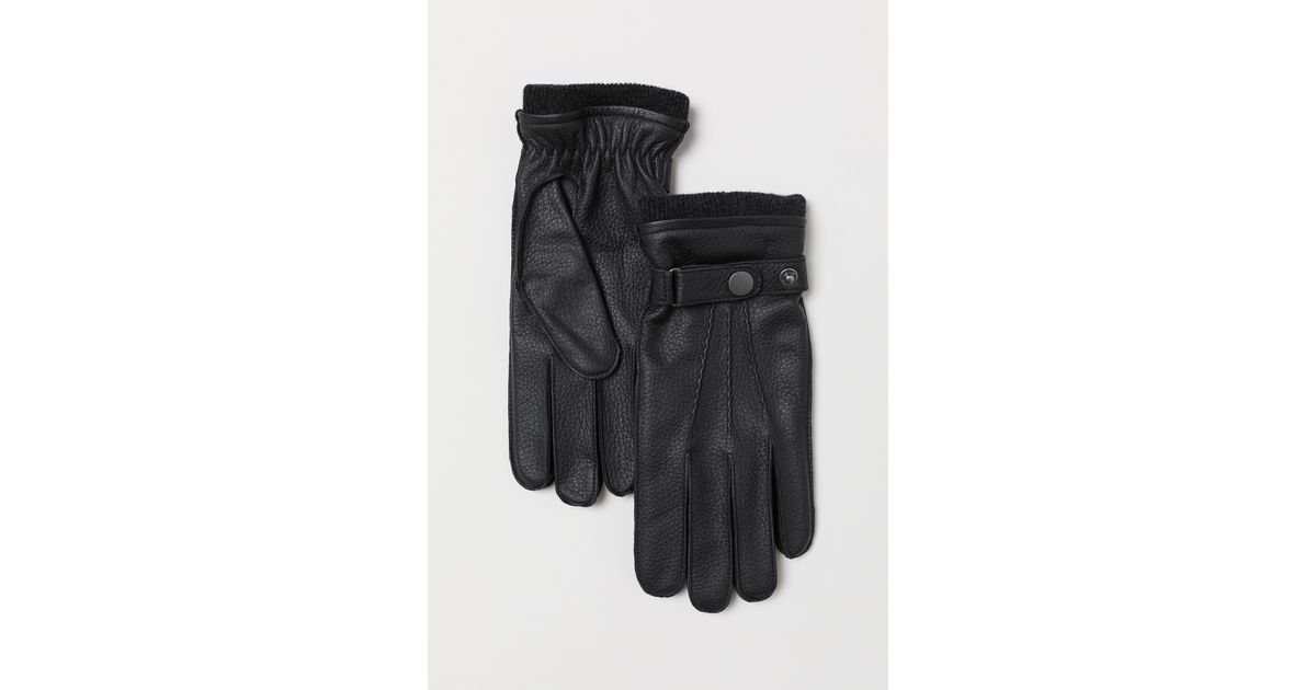 H&M Leather Gloves in Black for Men - Lyst