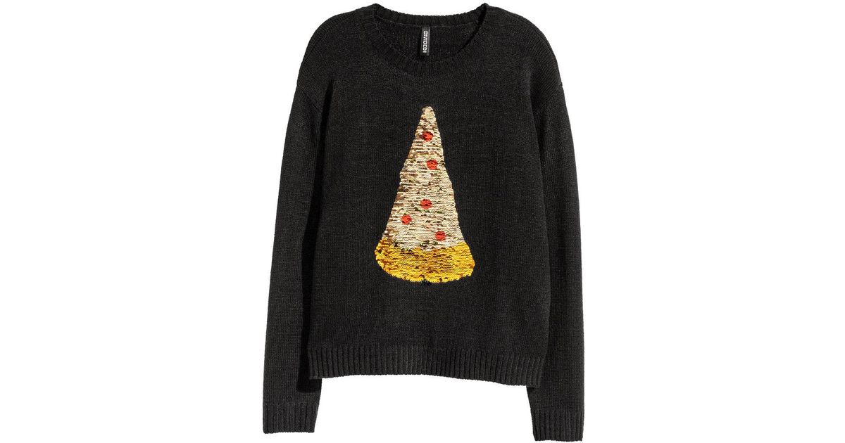pizza christmas tree sequin sweater