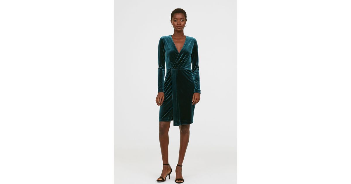H&M Synthetic Velour Dress in Green - Lyst