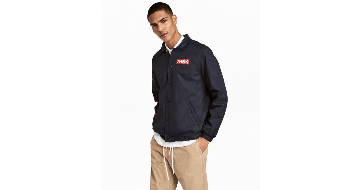 H&M Synthetic Printed Coach Jacket in Dark Blue (Blue) for Men - Lyst