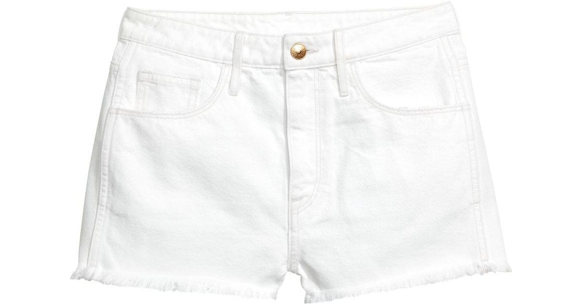 H\u0026M Denim Shorts High Waist in White 