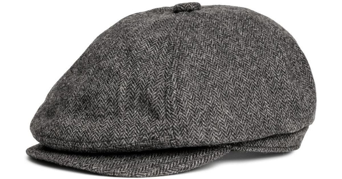 H&M Wool Flat Cap in Black Melange (Black) for Men | Lyst