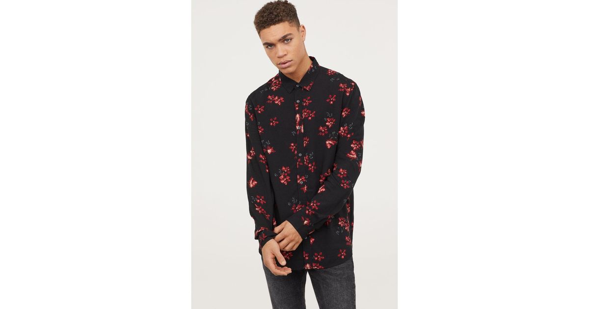 h&m slim fit viscose shirt