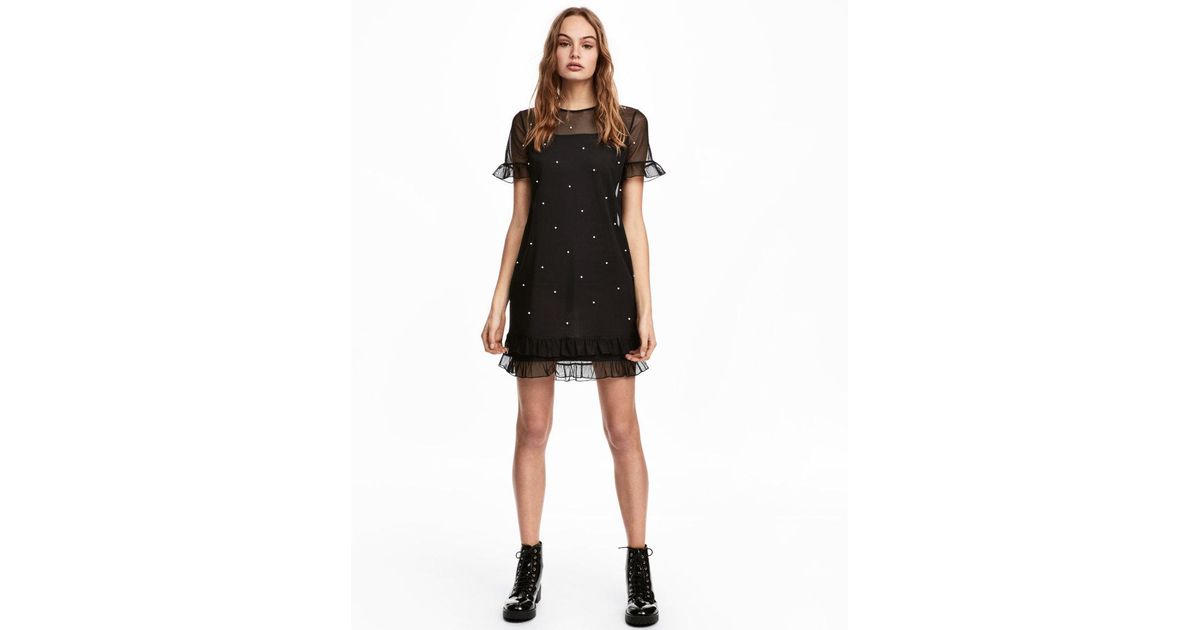 h&m mesh dress with beads