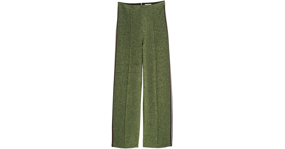 H&M Glittery Trousers in Green | Lyst