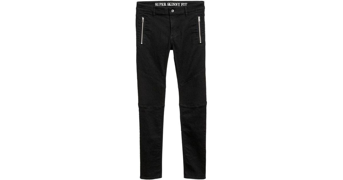 mens skinny biker jeans black