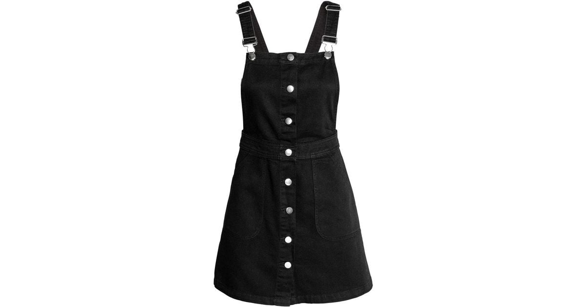 h&m black dungaree dress