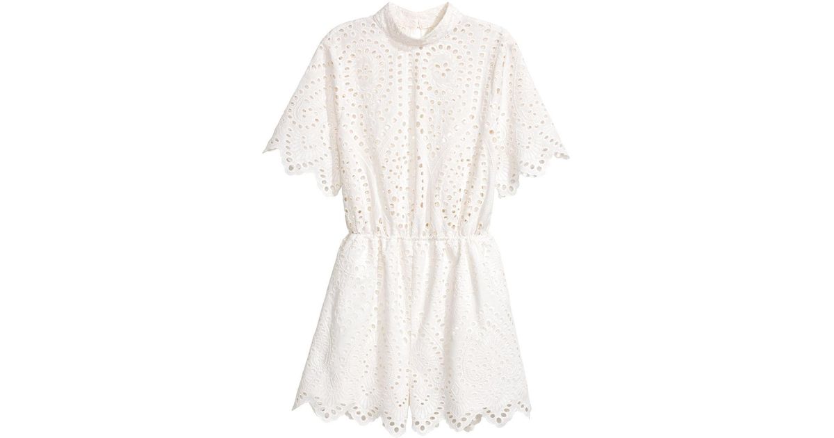 white broderie anglaise playsuit