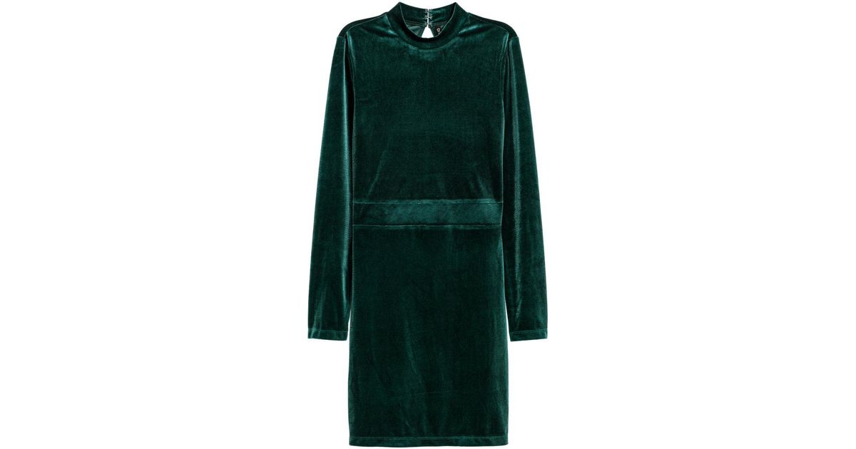 h and m green velvet dress