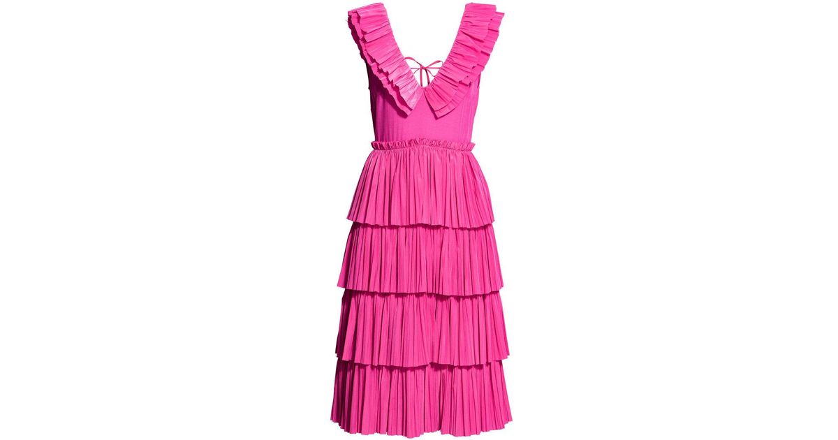 H\u0026M Synthetic Pleated Tiered Dress in 