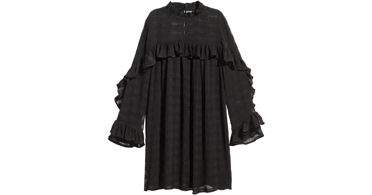 Lyst H M Textured Dress In Black