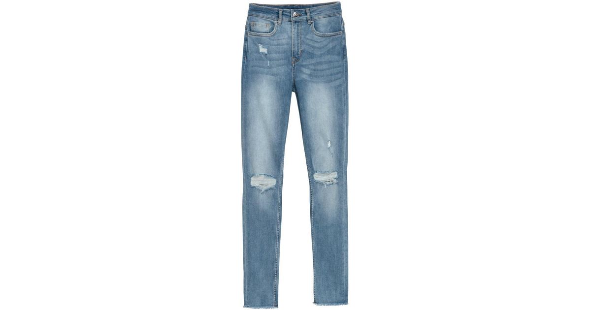 slim high trashed jeans h&m