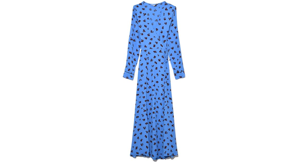 Ganni Roseburg Crepe Wrap Dress In Marina in Blue | Lyst