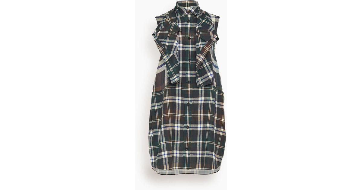 国内より1WEEK【sacai】Plaid Print Dress Sacai Plaid Print Dress in Green | Lyst