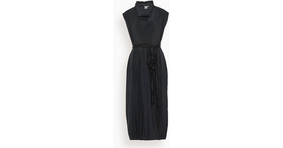 Totême Folded-neck Dress in Black | Lyst