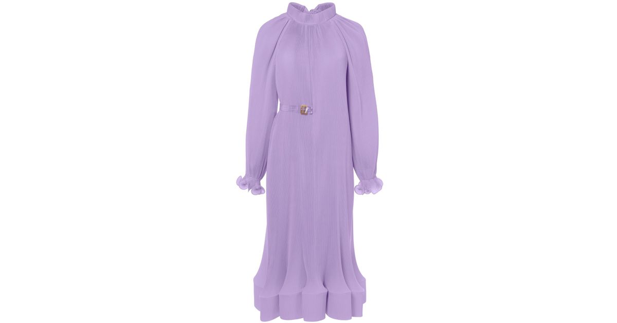 Synthetic Pleating Long Sleeve Dress 