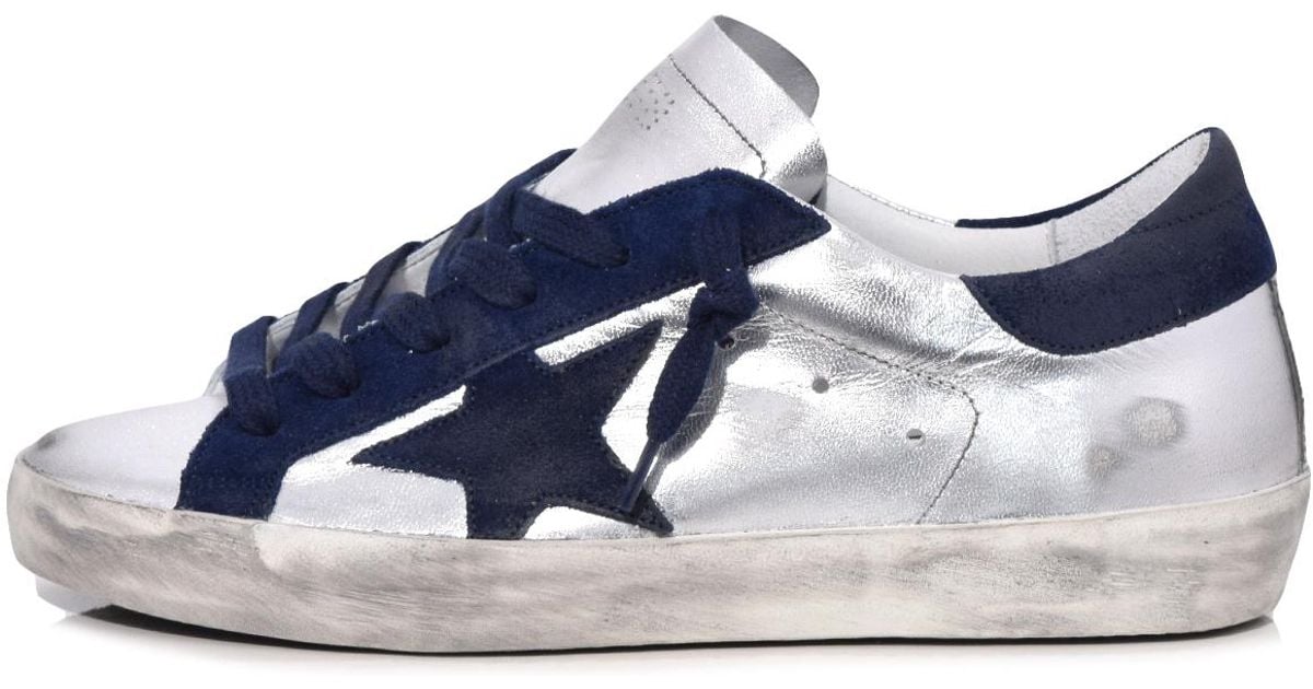 navy blue golden goose sneakers