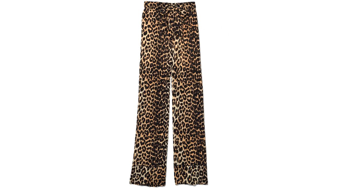 Ganni Synthetic Fairfax Georgette Pants In Leopard | Lyst Canada