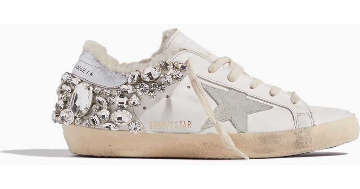 Golden Goose Superstar Sneaker With Diamond Studs in White Lyst