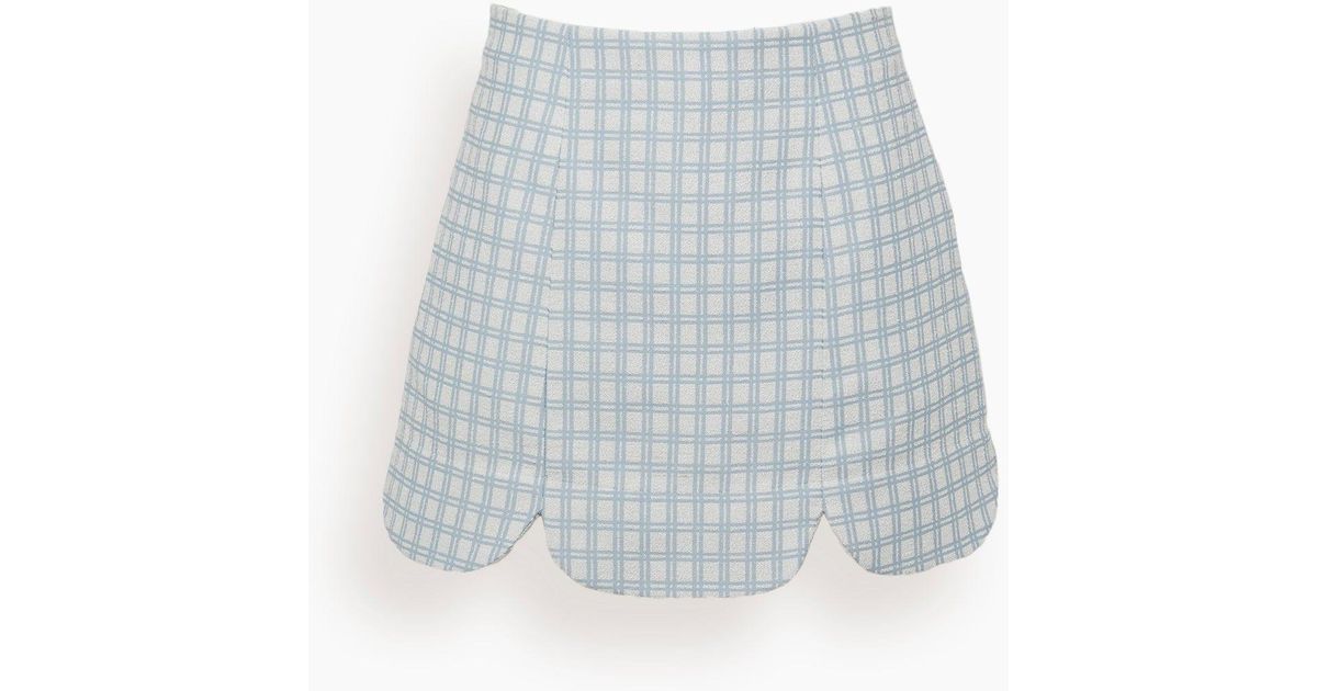 Womens Clothing Skirts Mini skirts Lisa Marie Fernandez Scalloped Checked Cotton-blend Bouclé-jacquard Mini Skirt in Blue 