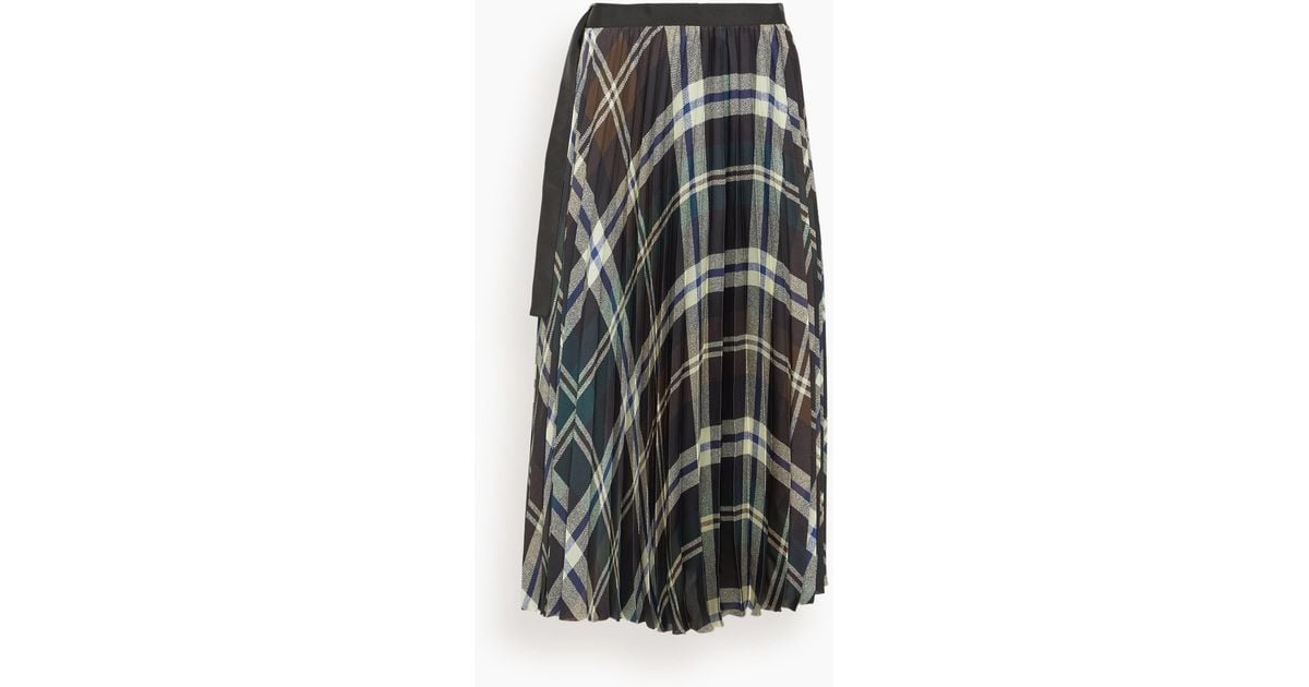 Sacai Plaid Print Skirt in Black | Lyst
