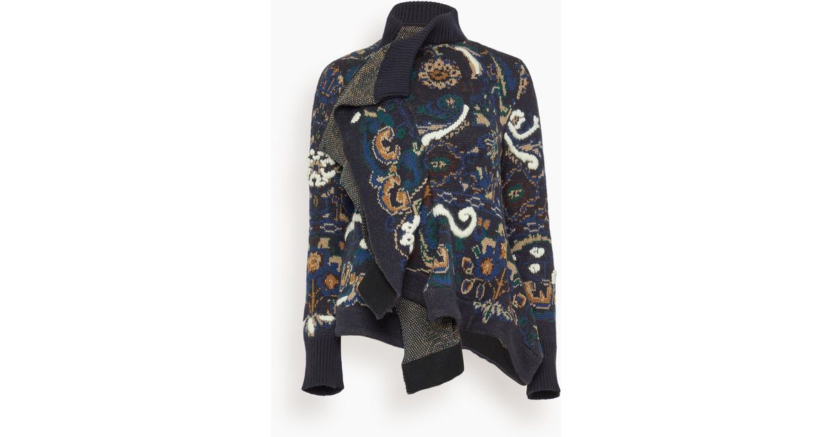 Sacai Floral Jacquard Knit Blouson in Black | Lyst