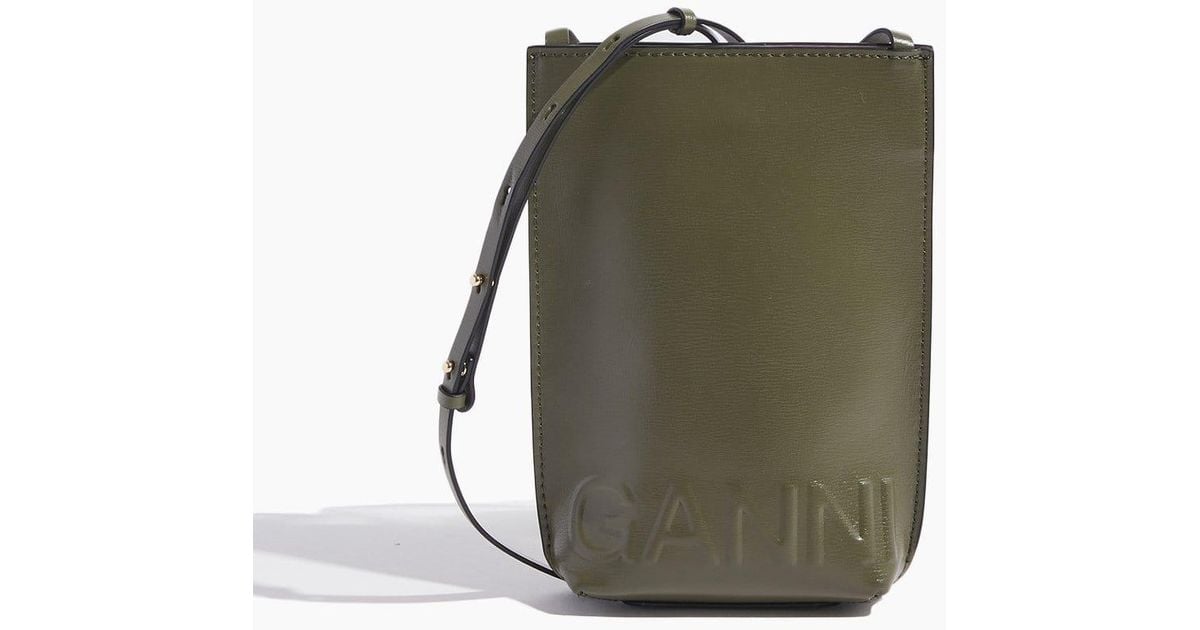 Ganni Leather Banner Mini Crossbody Bag in Green Lyst