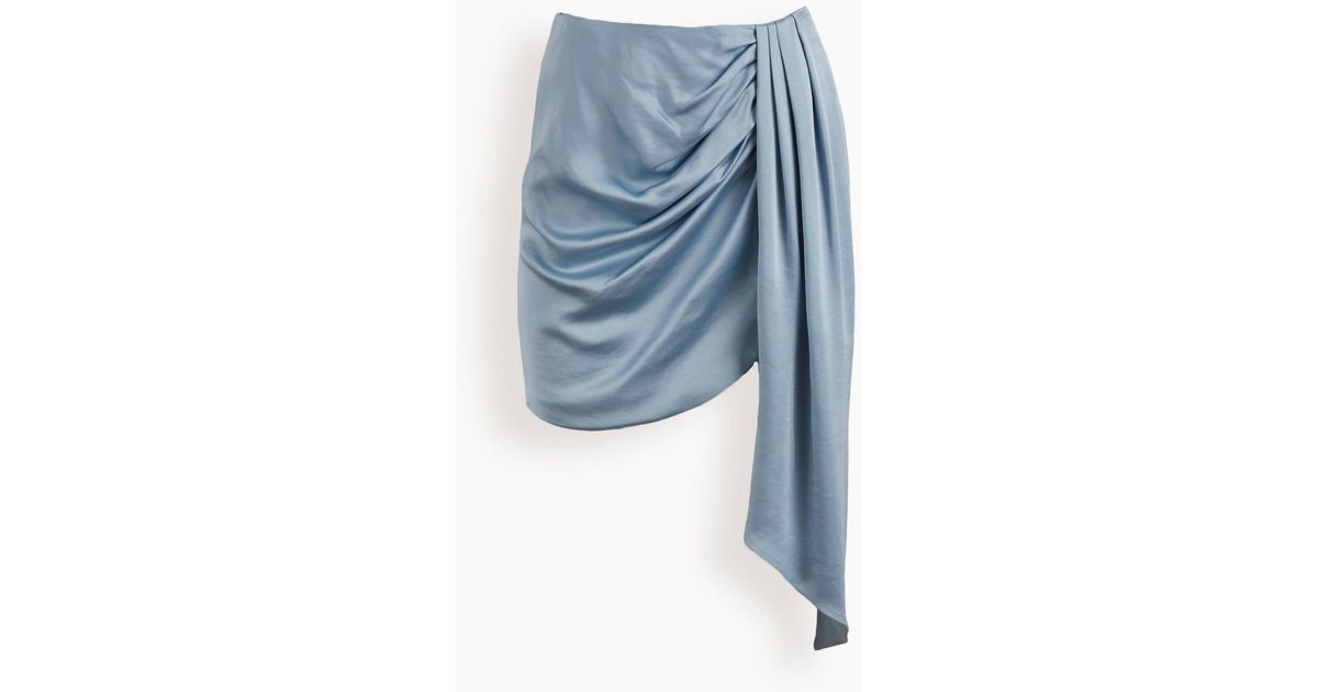 Jonathan Simkhai Mae Satin Draped Mini Skirt in Blue | Lyst UK