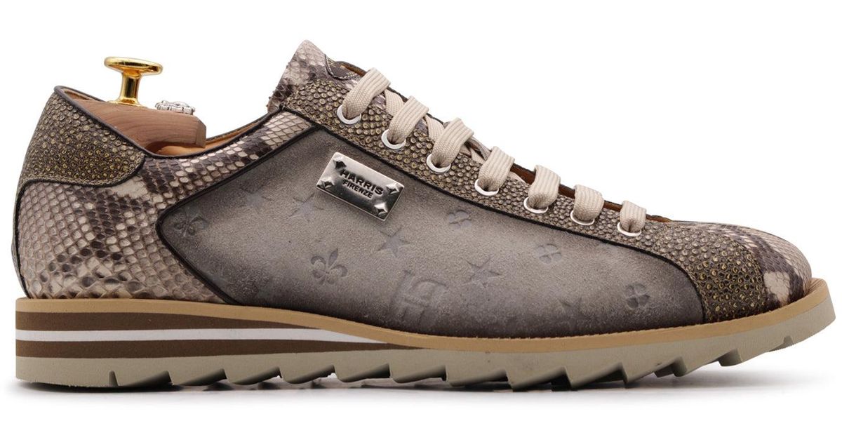 Harris Shoes 1913 Python And Suede Monogram Sneakers in Black for Men ...