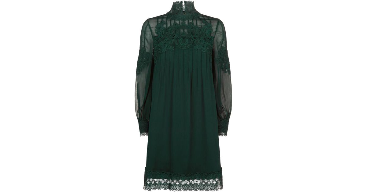 Ted Baker Synthetic Anneah Lace High Neck Tunic in Green - Lyst