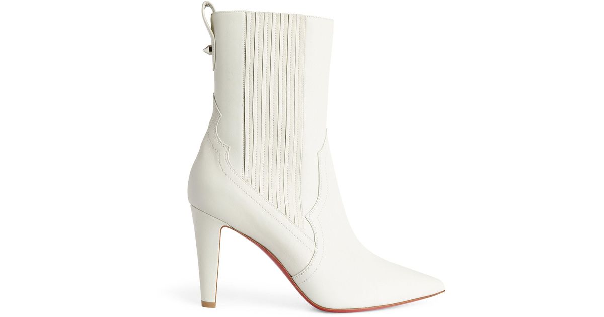 Christian Louboutin Santia Botta 85 Embroidered Suede And Leather Knee Boots  - Off-white - ShopStyle