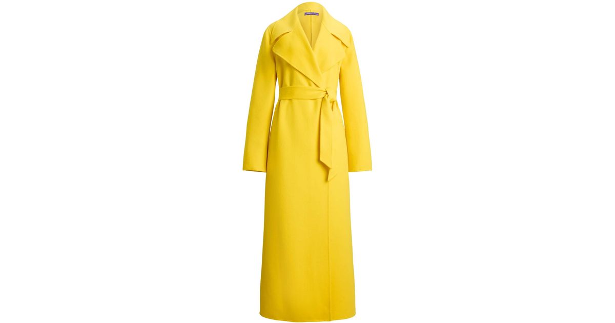 Ralph Lauren Cashmere Michaela Wrap Coat In Yellow Lyst ralph-lauren-cashmere-michaela-wrap-coat-in-yellow-lyst