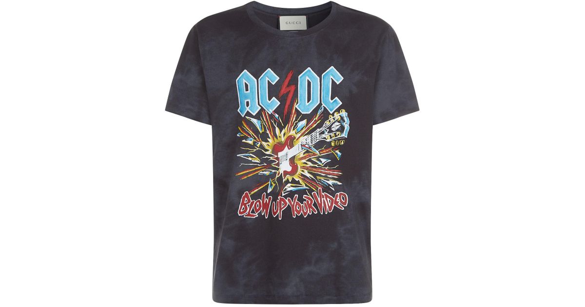 Gucci Ac/dc Printed T-shirt in Black for Men | Lyst