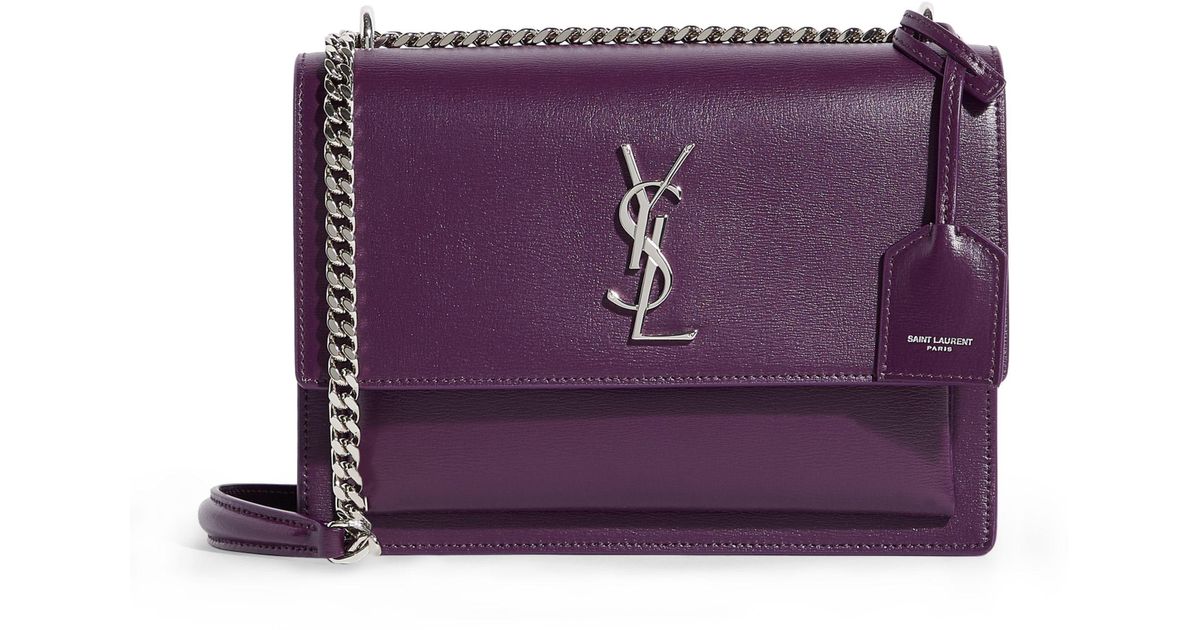 Saint Laurent Sunset Medium Leather Shoulder Bag in Purple