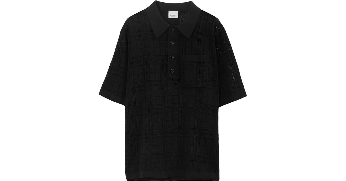 Burberry Oversized Check Polo Shirt in Black for Men | Lyst