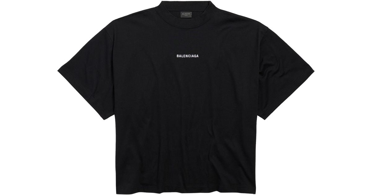 BALENCIAGA バレンシアガ White Crewneck Cropped T-Shirt ロゴ Balenciaga Logo Printed Crewneck T-Shirt - POIZON