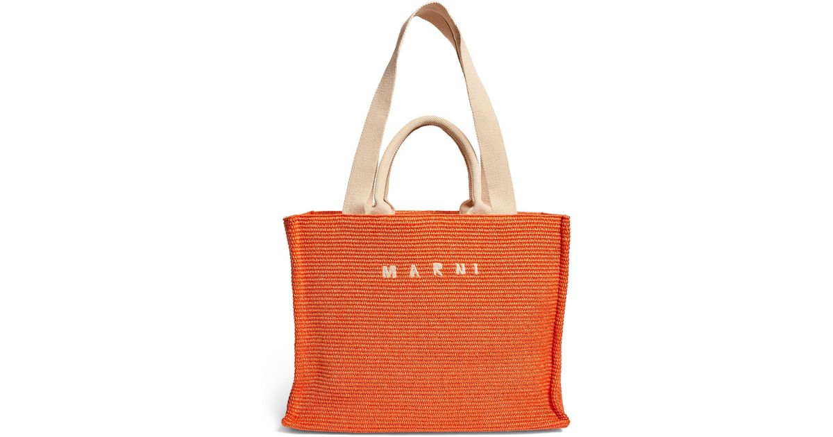 Marni Large Woven Basket Tote Bag in Orange | Lyst